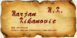 Marjan Kikanović vizit kartica